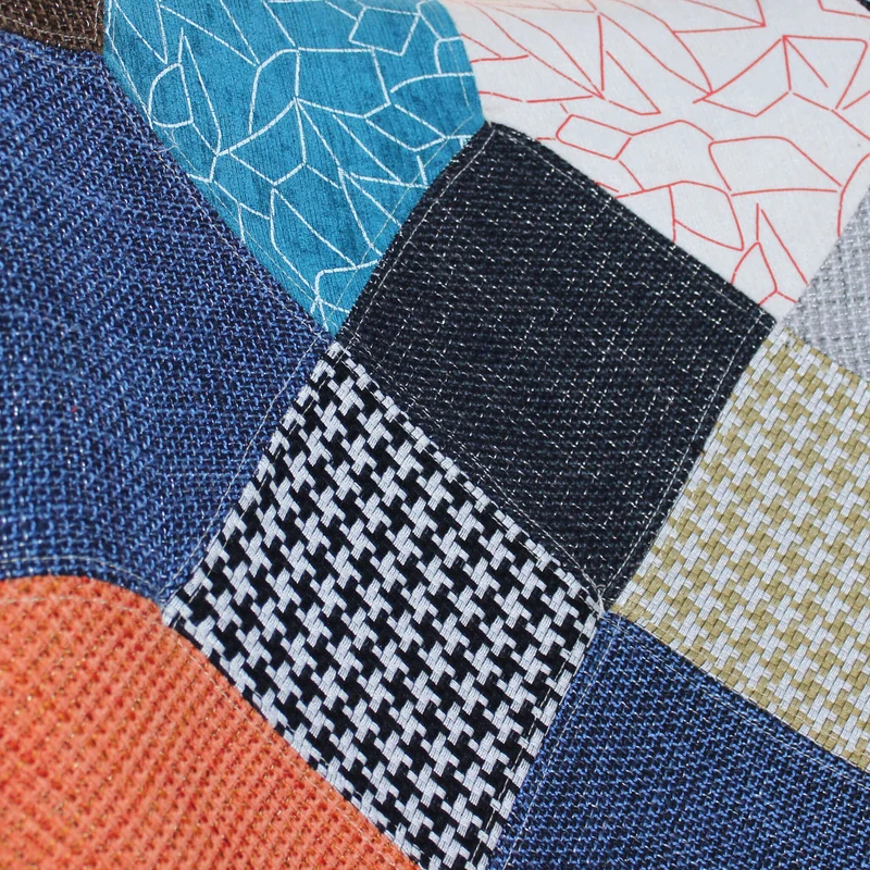 Poltrona con poggiapiedi Patchwork Svandinava in Legno Acciaio Tessuto cm 75x69x91 5 - TYRESE