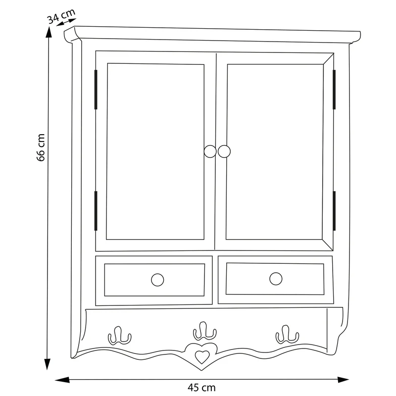 Armadio pensile con appendiabiti shabby chic in Legno cm 45x34x66 - BRISCOE