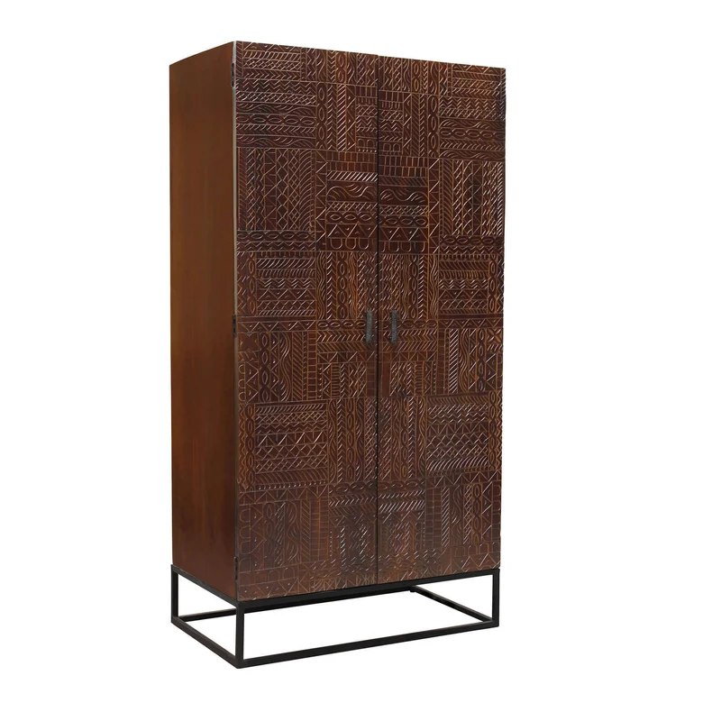 Armadio con decoro 2 ante in Legno Metallo cm 96x56x186 - WHITAKER