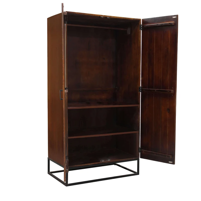 Armadio con decoro 2 ante in Legno Metallo cm 96x56x186 - WHITAKER