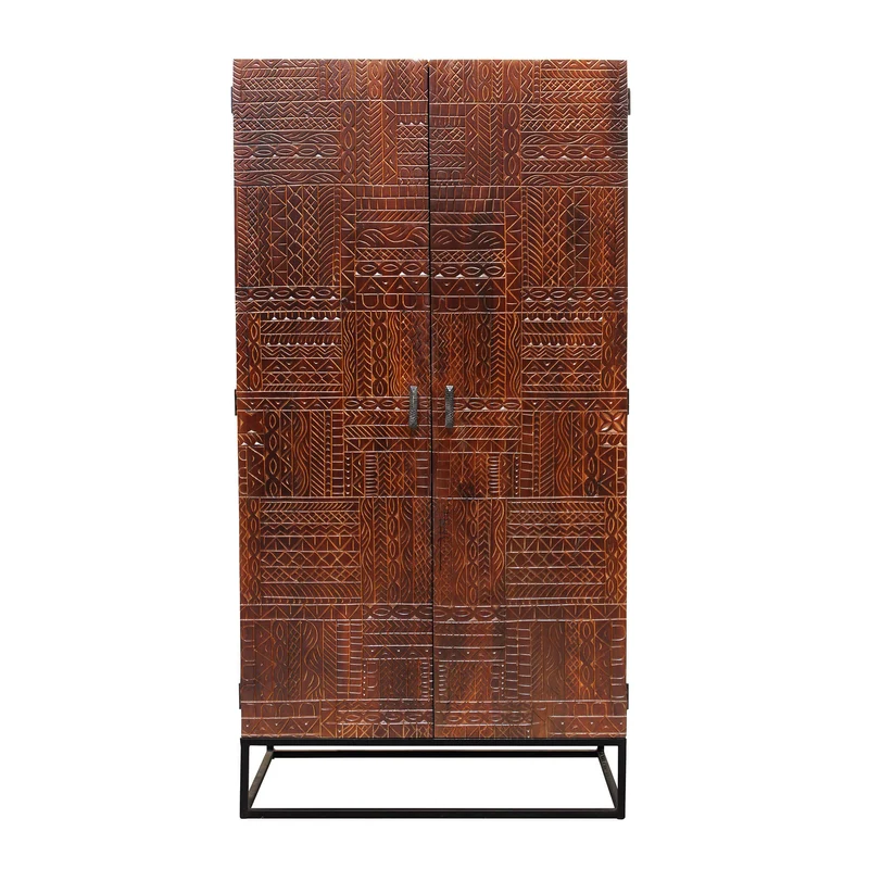 Armadio con decoro 2 ante in Legno Metallo cm 96x56x186 - WHITAKER