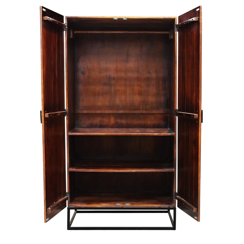 Armadio con decoro 2 ante in Legno Metallo cm 96x56x186 - WHITAKER