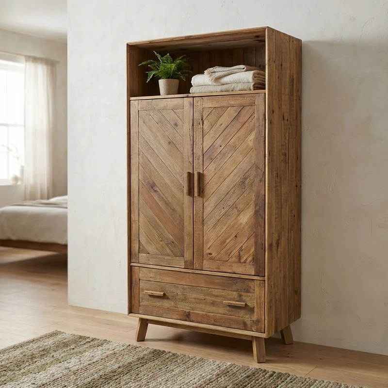 Armadio due ante in Pino riciclato cm 106x55x200 - PINE
