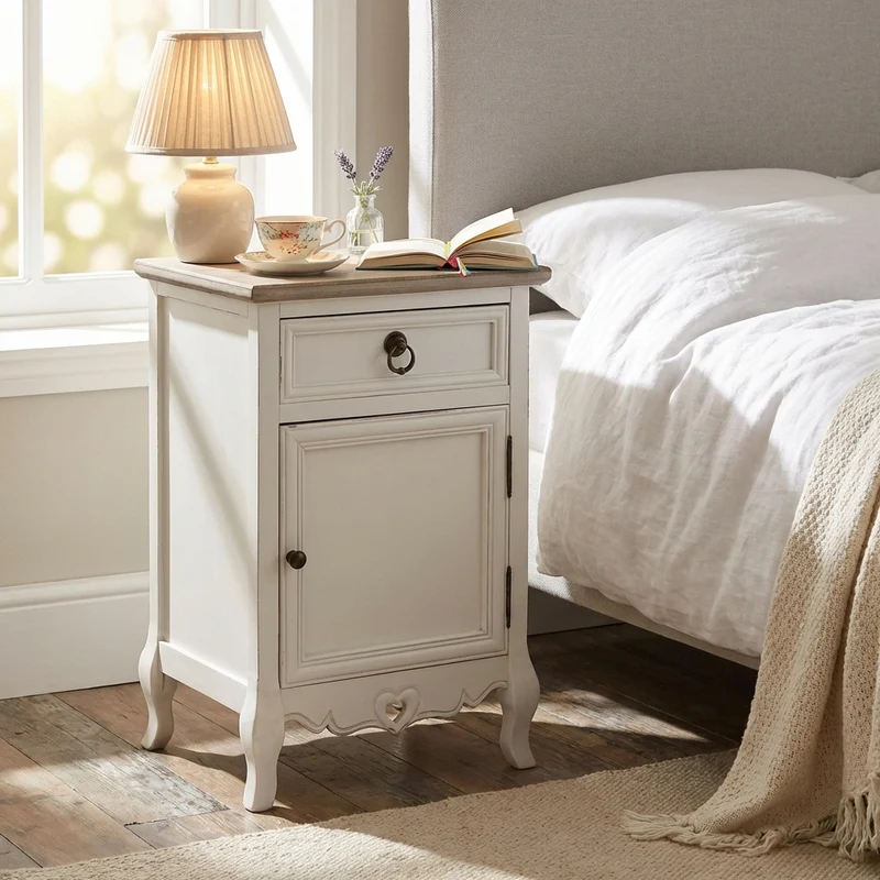 Mobiletto 1 cassetto 1 anta shabby chic in Legno cm 44x34x68 - MAYNARD