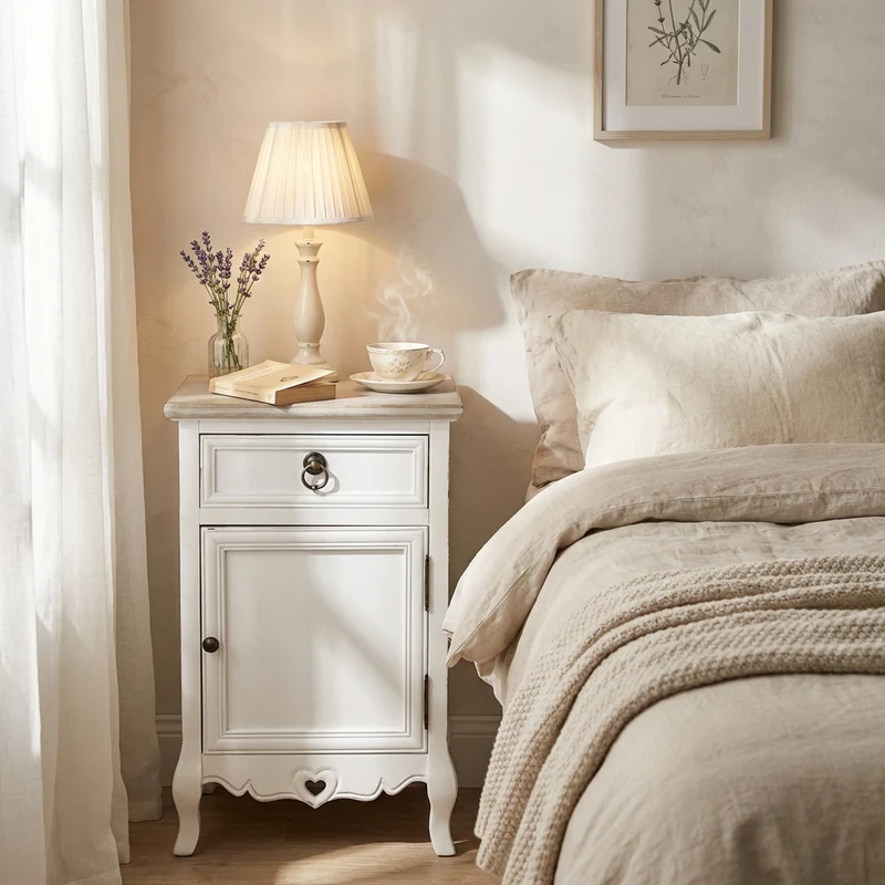 Mobiletto 1 cassetto 1 anta shabby chic in Legno cm 44x34x68 - MAYNARD