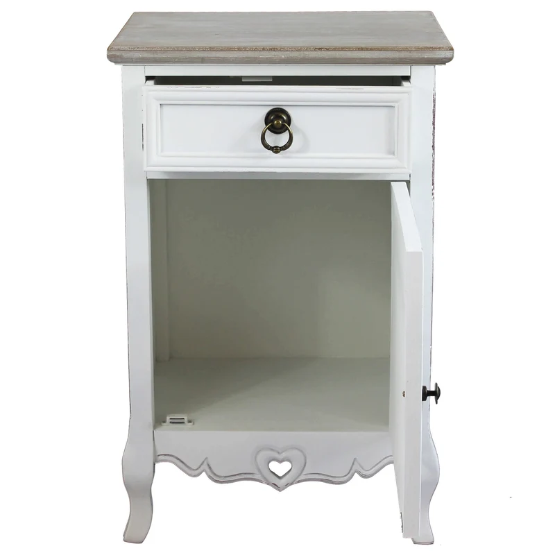 Mobiletto 1 cassetto 1 anta shabby chic in Legno cm 44x34x68 - MAYNARD