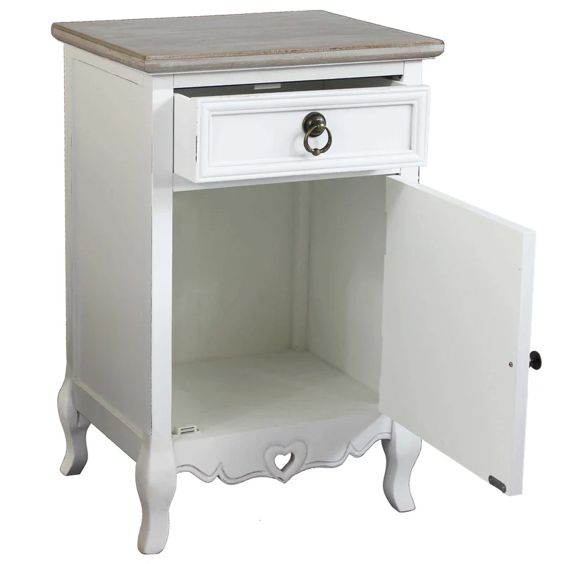 Mobiletto 1 cassetto 1 anta shabby chic in Legno cm 44x34x68 - MAYNARD