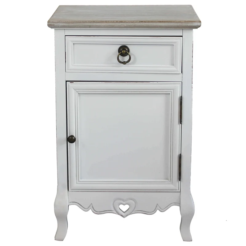 Mobiletto 1 cassetto 1 anta shabby chic in Legno cm 44x34x68 - MAYNARD