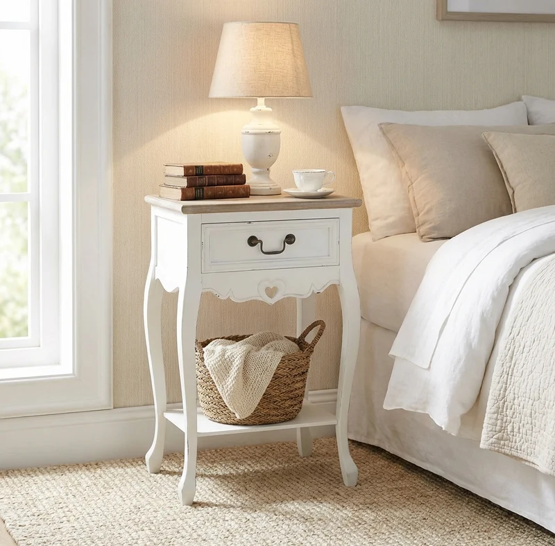 Mobiletto 1 cassetto shabby chic in Legno cm 44x33x70 - DETTA