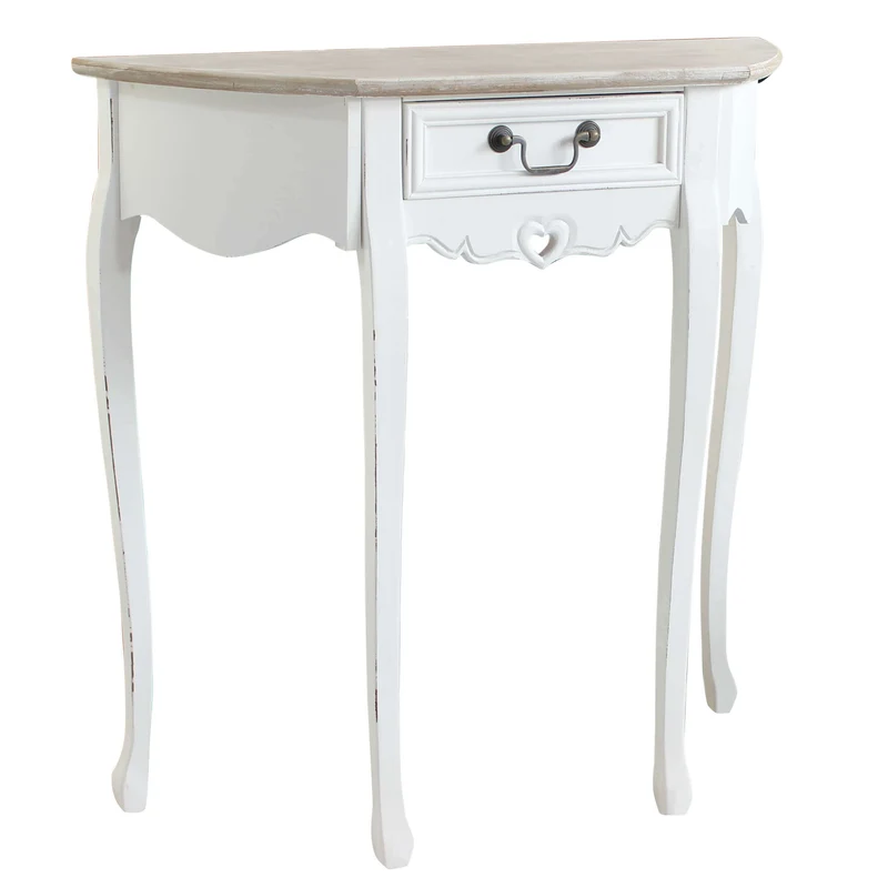 Mobiletto con 1 cassetto shabby chic in Legno cm 79x31x79 - EARNEST