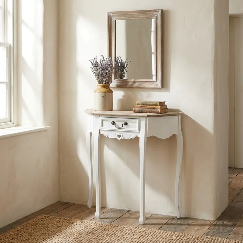 Mobiletto con 1 cassetto shabby chic in Legno cm 79x31x79 - EARNEST