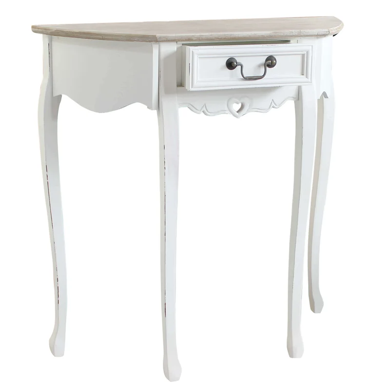 Mobiletto con 1 cassetto shabby chic in Legno cm 79x31x79 - EARNEST