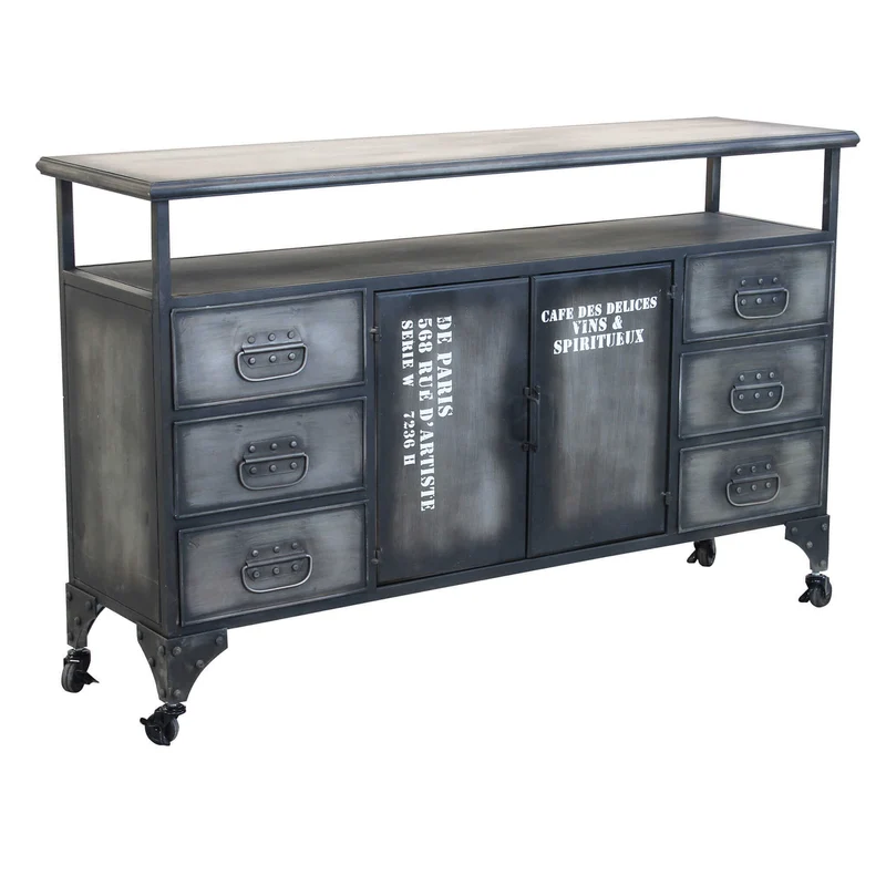 Madia per soggiorno Industrial in Acciaio cm 132 5x37 5x82 - HIRAM