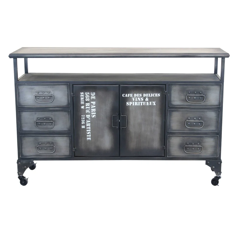 Madia per soggiorno Industrial in Acciaio cm 132 5x37 5x82 - HIRAM
