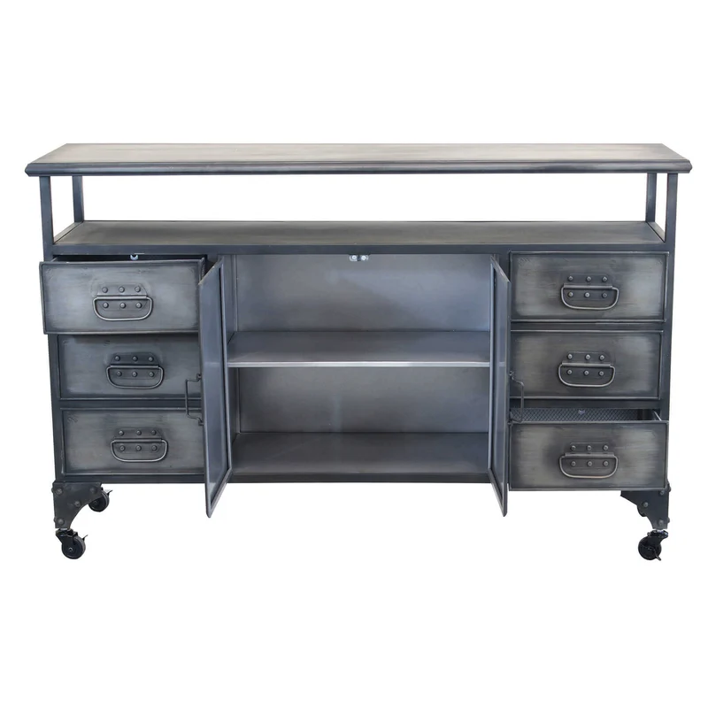 Madia per soggiorno Industrial in Acciaio cm 132 5x37 5x82 - HIRAM