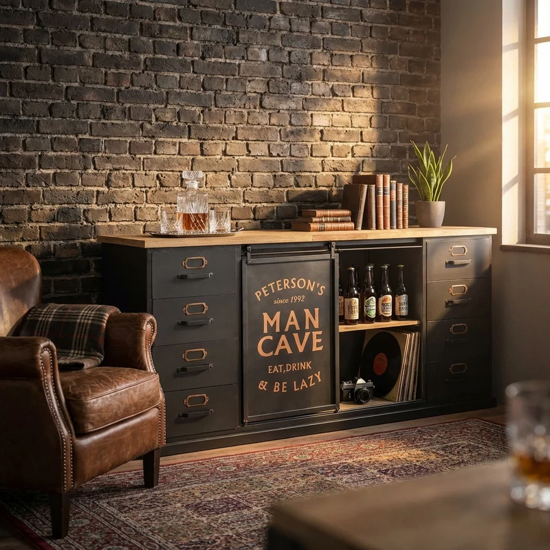 Madia Industrial in Acciaio Legno cm 164 5x40x74 5 - QUINTON