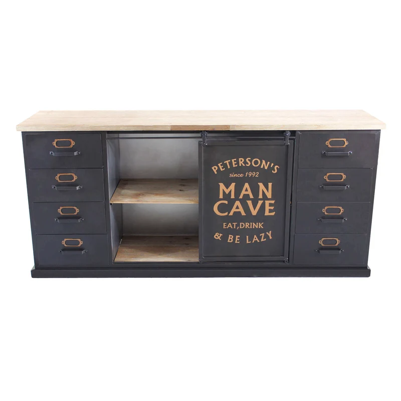 Madia Industrial in Acciaio Legno cm 164 5x40x74 5 - QUINTON