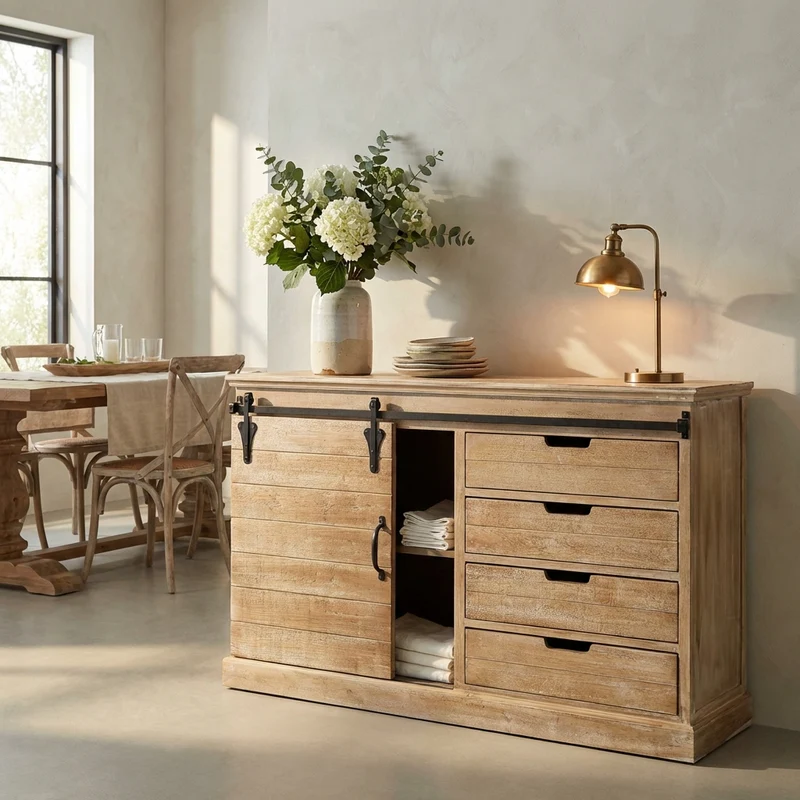 Madia per soggiorno Industrial in Legno Metallo cm 124x43x81 5 - JIM