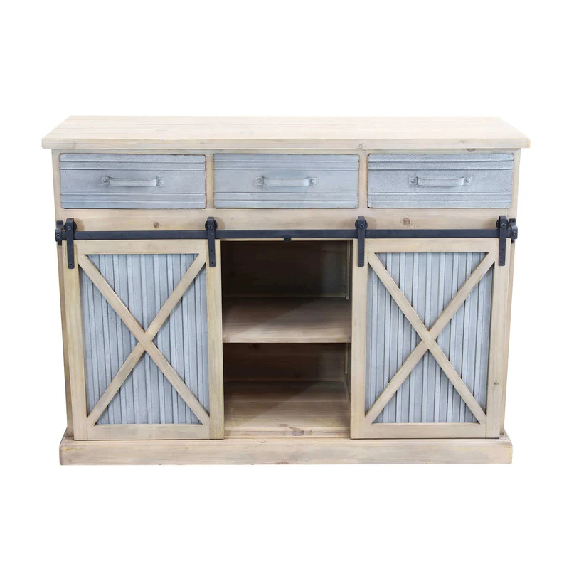 Madia Industrial in Legno Metallo cm 113x39 5x81 - REGINALD