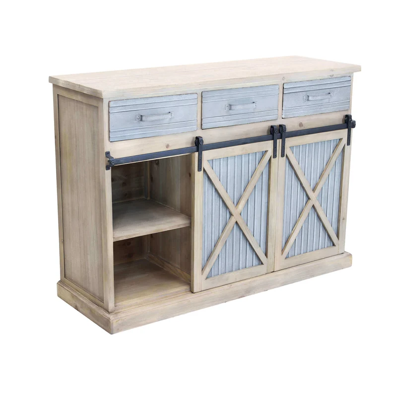 Madia Industrial in Legno Metallo cm 113x39 5x81 - REGINALD