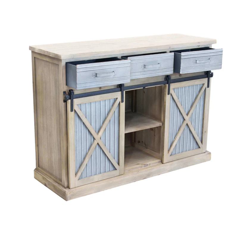 Madia Industrial in Legno Metallo cm 113x39 5x81 - REGINALD
