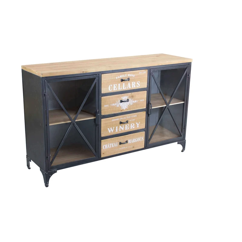 Madia per soggiorno Industrial in Legno Metallo cm 128x38x79 - GUS