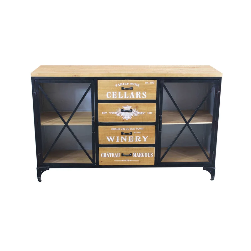 Madia per soggiorno Industrial in Legno Metallo cm 128x38x79 - GUS