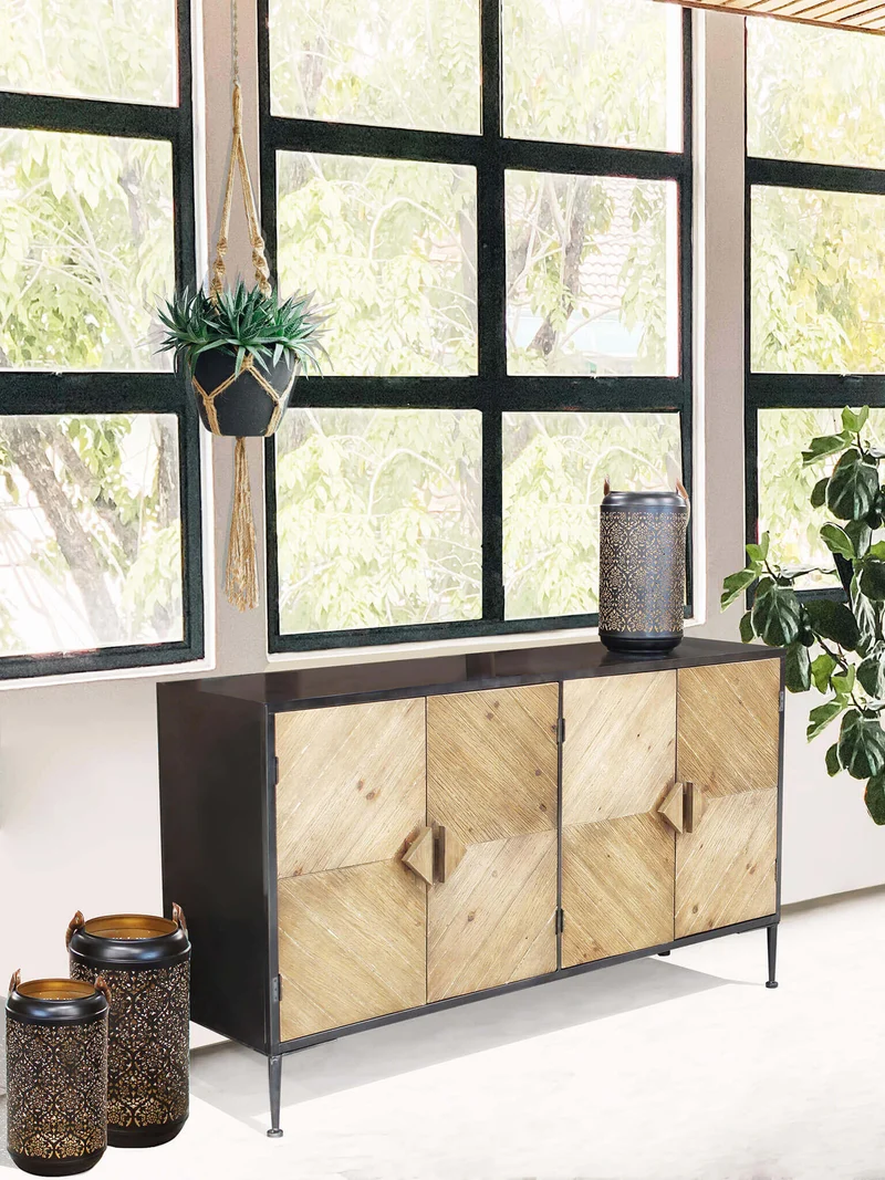 Madia Moderna a 4 ante in Legno Metallo cm 147x44x85 - IRVING