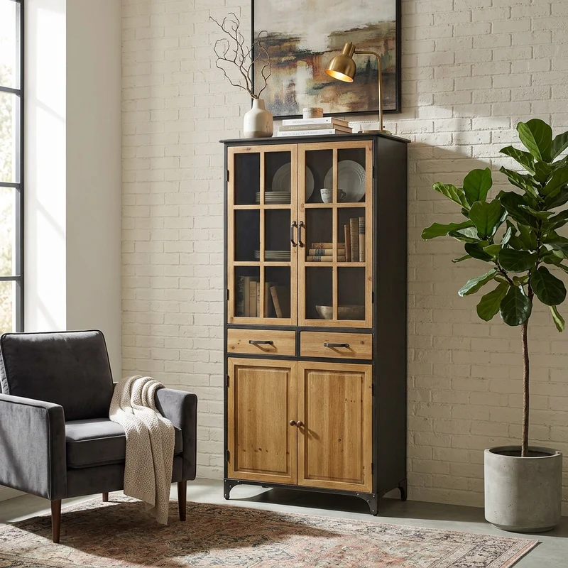 Credenza Industrial in Acciaio Legno cm 78 5x41 5x175 - BALDWIN