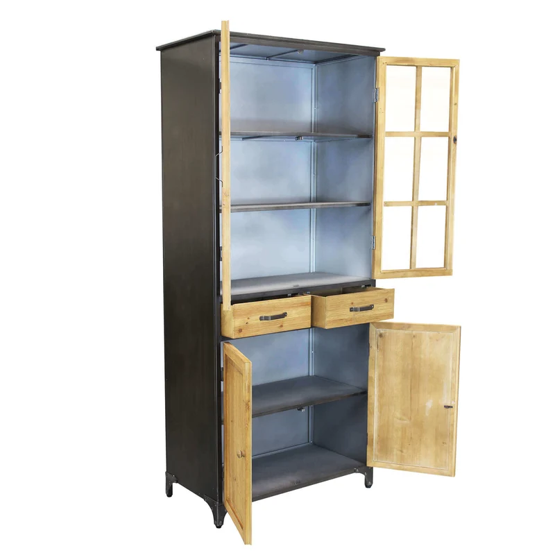 Credenza Industrial in Acciaio Legno cm 78 5x41 5x175 - BALDWIN