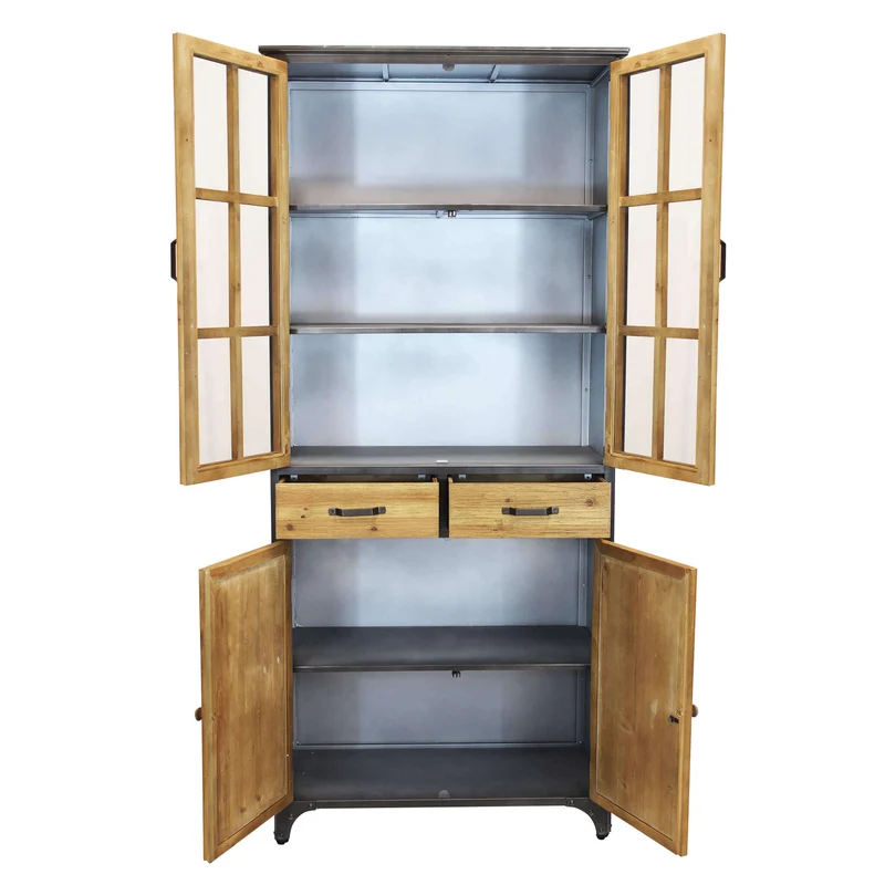 Credenza Industrial in Acciaio Legno cm 78 5x41 5x175 - BALDWIN