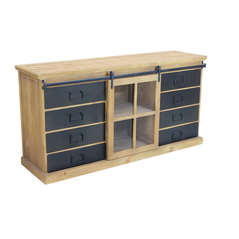 Madia Industrial in Acciaio Legno cm 147x42 3x75 - JERRARD