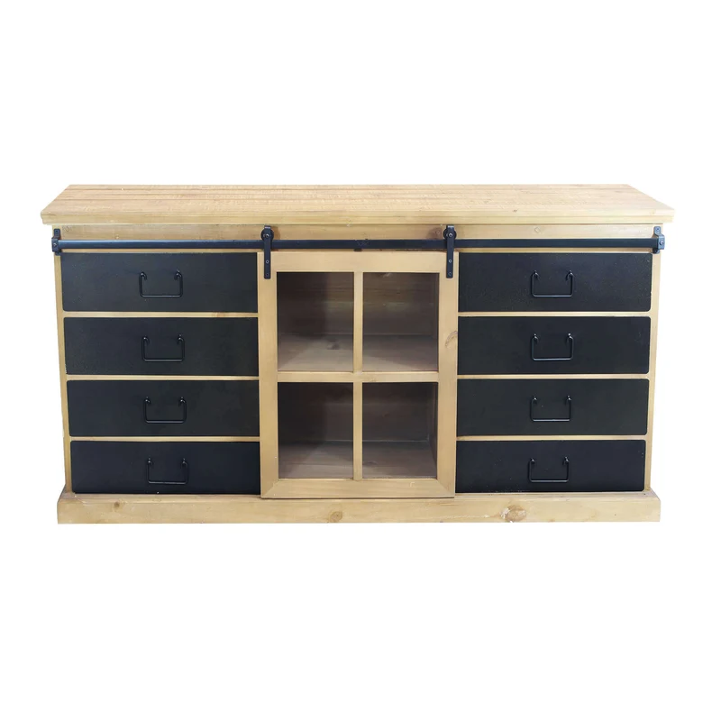 Madia Industrial in Acciaio Legno cm 147x42 3x75 - JERRARD