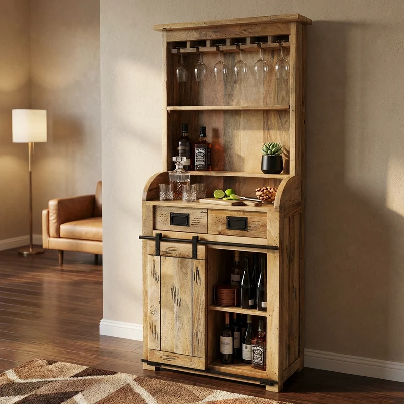 Credenza per soggiorno Industrial in Legno cm 80x40x190 - RICK