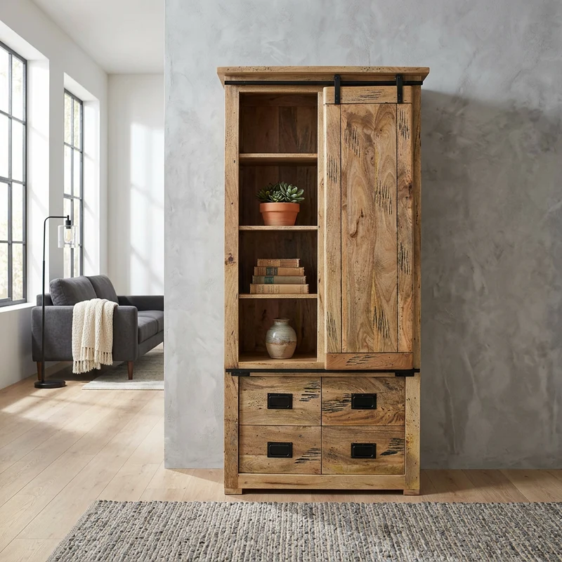 Credenza per soggiorno Industrial in Legno cm 90x45x180 - RICK