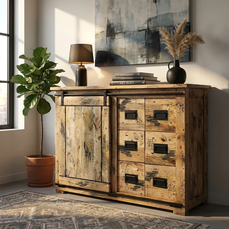 Madia per soggiorno Industrial in Legno cm 120x45x90 - RICK