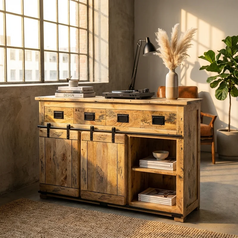 Madia per soggiorno Industrial in Legno cm 150x45x90 - RICK