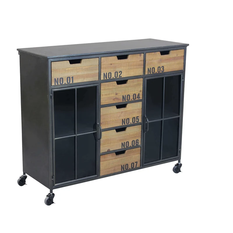 Madia Industrial in Acciaio Legno cm 98 5x38 5x84 - DORAN