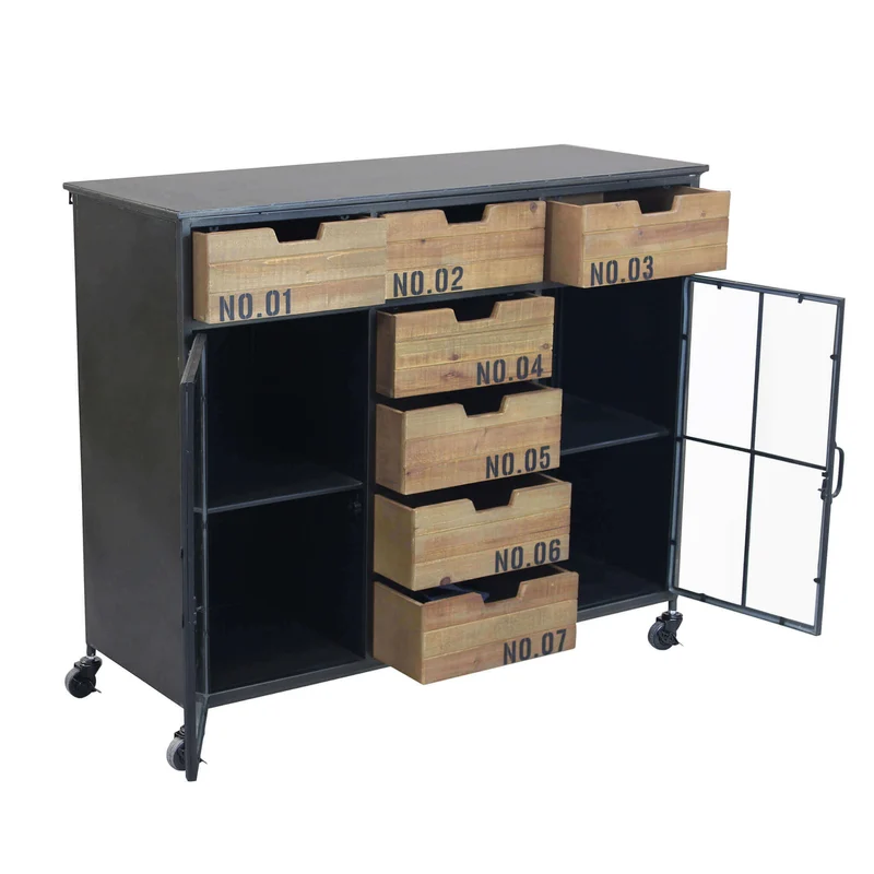 Madia Industrial in Acciaio Legno cm 98 5x38 5x84 - DORAN