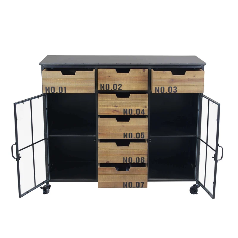 Madia Industrial in Acciaio Legno cm 98 5x38 5x84 - DORAN