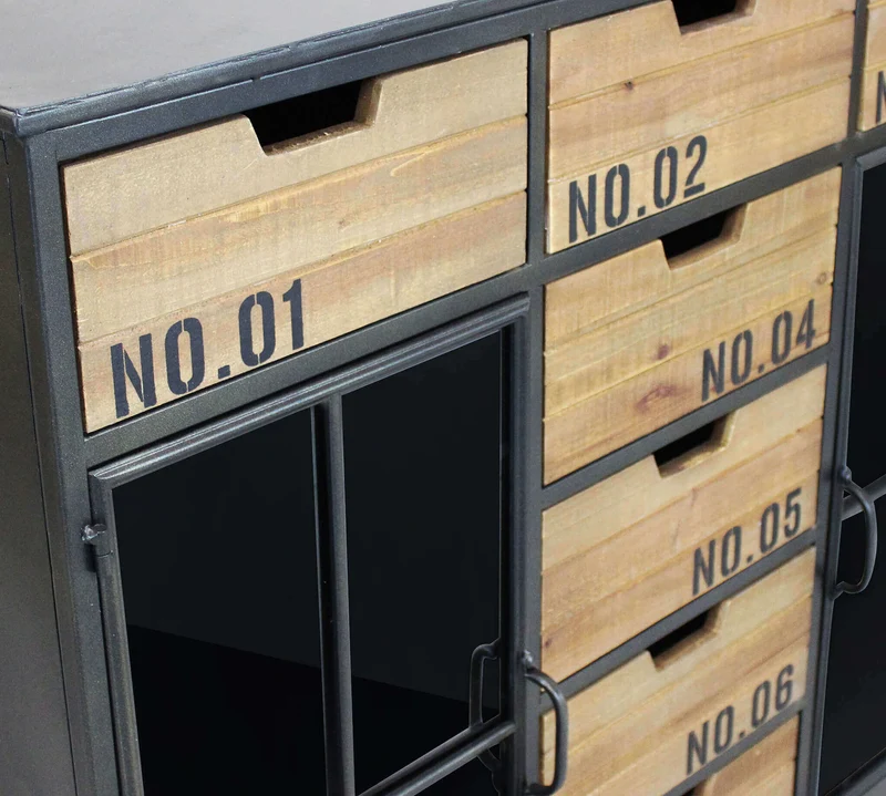 Madia Industrial in Acciaio Legno cm 98 5x38 5x84 - DORAN