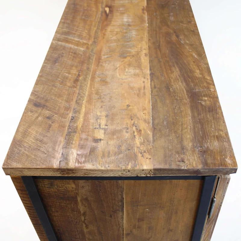 Madia con due ante e tre cassetti in Legno Metallo cm 150x40x86 - DARWIN
