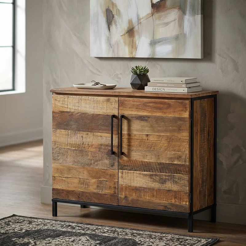 Madia Moderna a due ante in Legno Metallo cm 100x40x86 - DARWIN