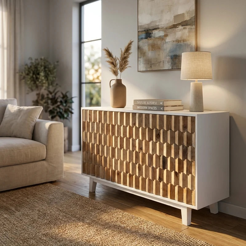 Madia a tre ante con decoro in Legno cm 135x45x80 - JAY