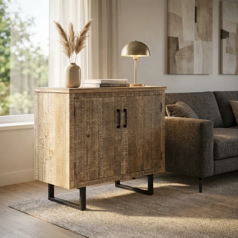Madia a due ante in Legno Metallo cm 90x45x83 - CARLISLE