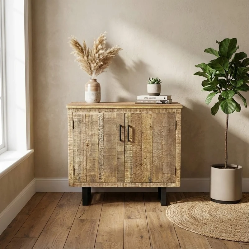 Madia a due ante in Legno Metallo cm 90x45x83 - CARLISLE
