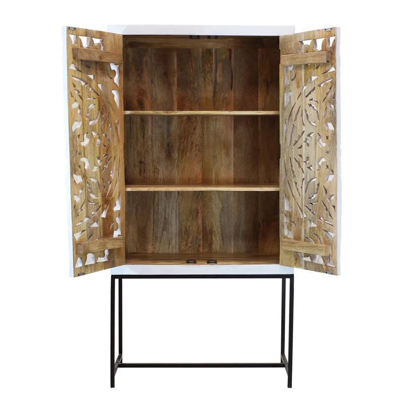 Credenza con decoro 2 ante in Legno Metallo cm 90x40x176 - KONNOR