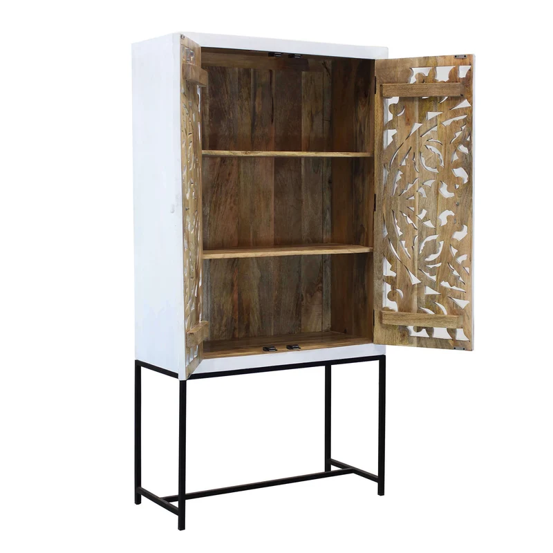 Credenza con decoro 2 ante in Legno Metallo cm 90x40x176 - KONNOR