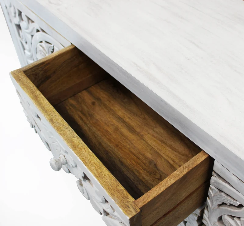 Madia con decoro 2 ante 3 cassetti in Legno Metallo cm 150x40x80 - KONNOR