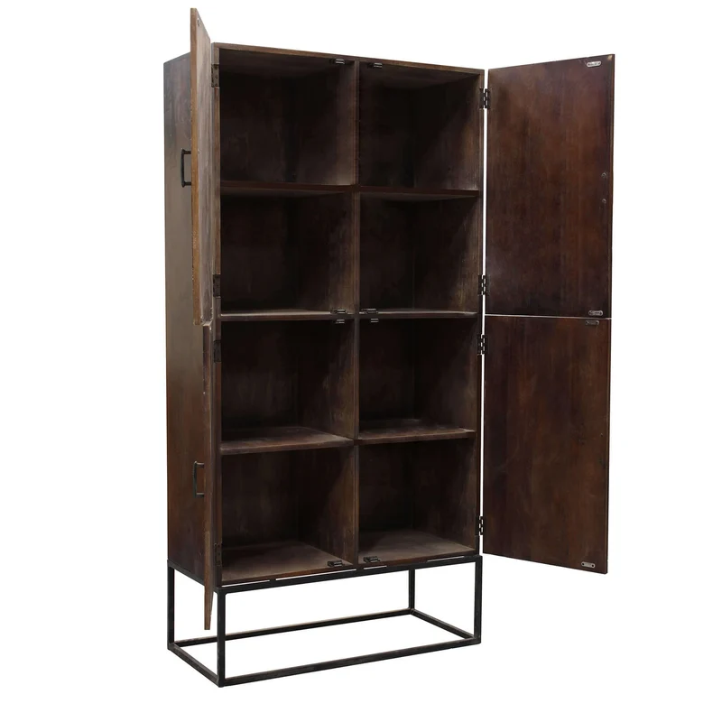 Credenza con decoro 4 ante in Legno Metallo cm 96x46x182 - BONIFACE
